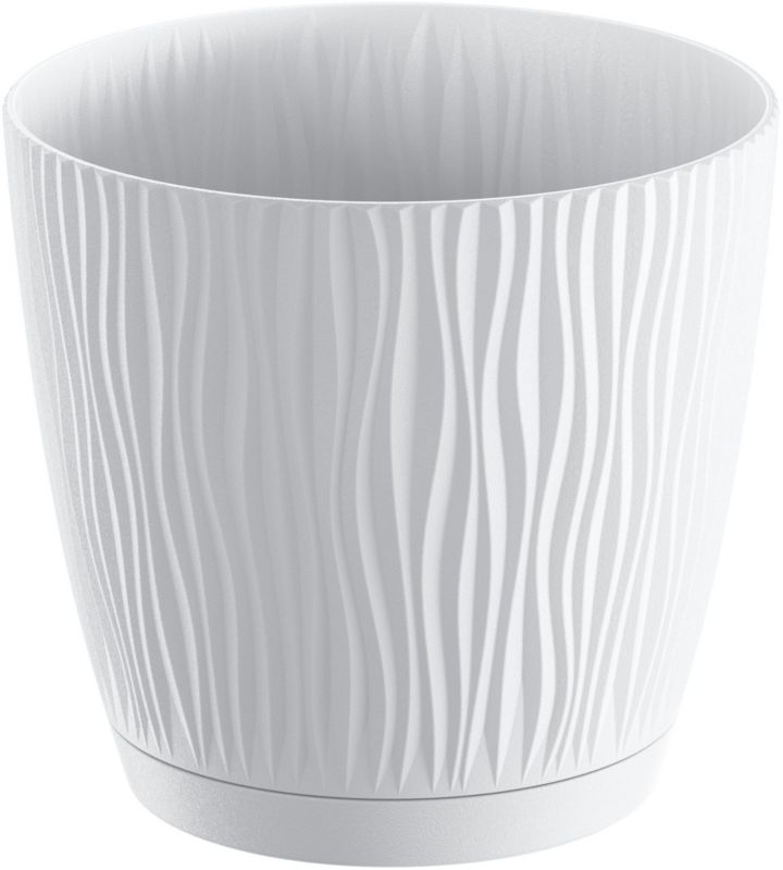 Doniczka z podstawką Sandy 14,9 cm biała