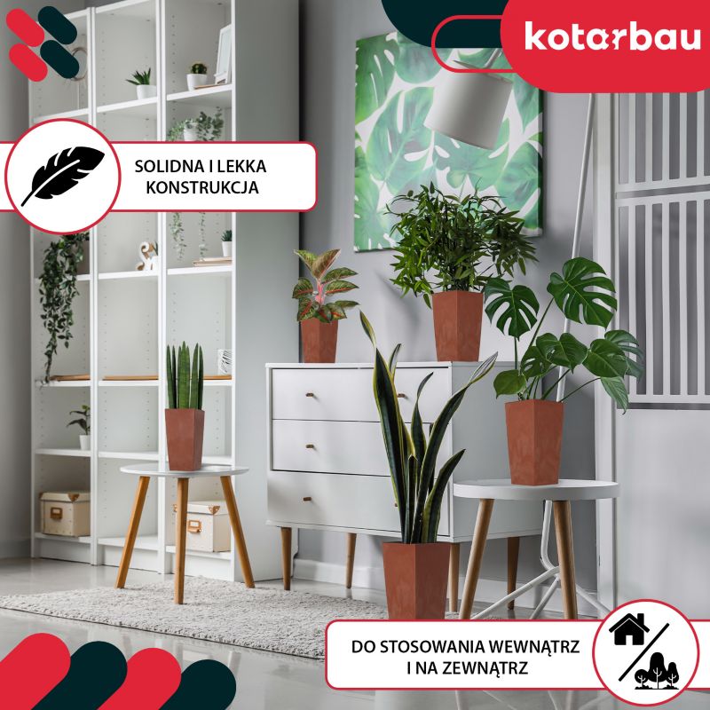 Doniczka z wkładem KOTARBAU 125x125x200 mm imitacja roztartego betonu 1 szt.