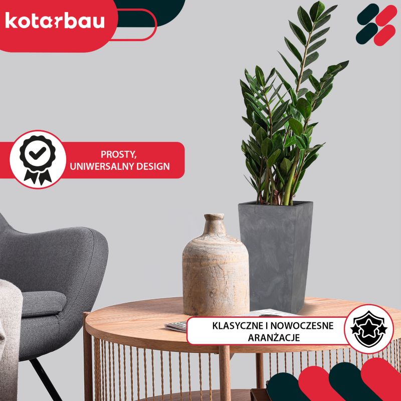 Doniczka z wkładem KOTARBAU 140x140x267 mm struktura betonu 1 szt.