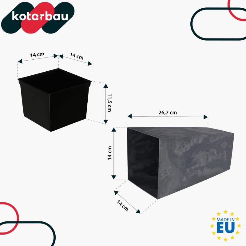 Doniczka z wkładem KOTARBAU 140x140x267 mm struktura betonu 1 szt.