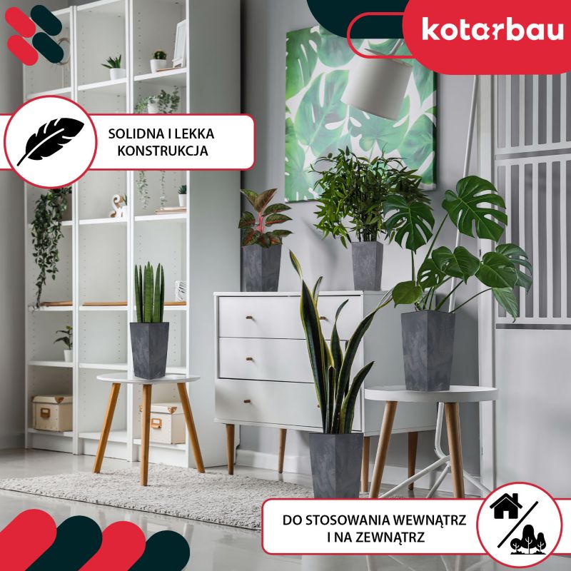Doniczka z wkładem KOTARBAU 140x140x267 mm struktura betonu 1 szt.