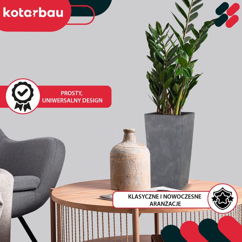 Doniczka z wkładem KOTARBAU 170x170x325 mm struktura betonu 1 szt.