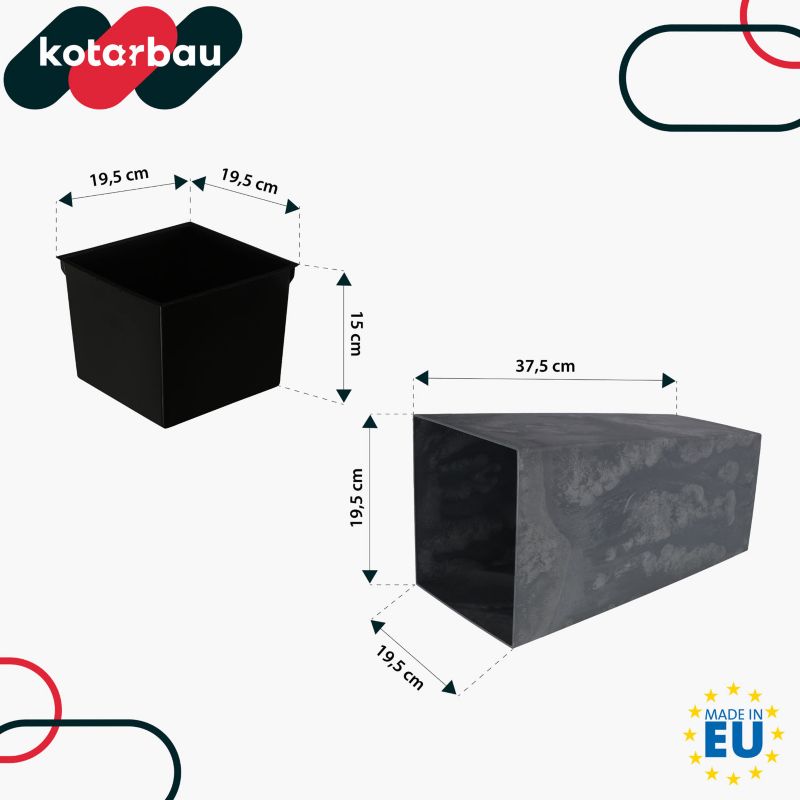 Doniczka z wkładem KOTARBAU 195x195x375 mm struktura betonu 1 szt.