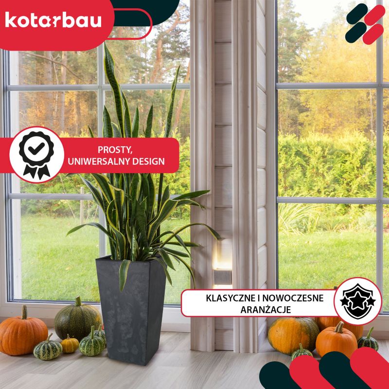 Doniczka z wkładem KOTARBAU 240x240x450 mm struktura betonu 1 szt.