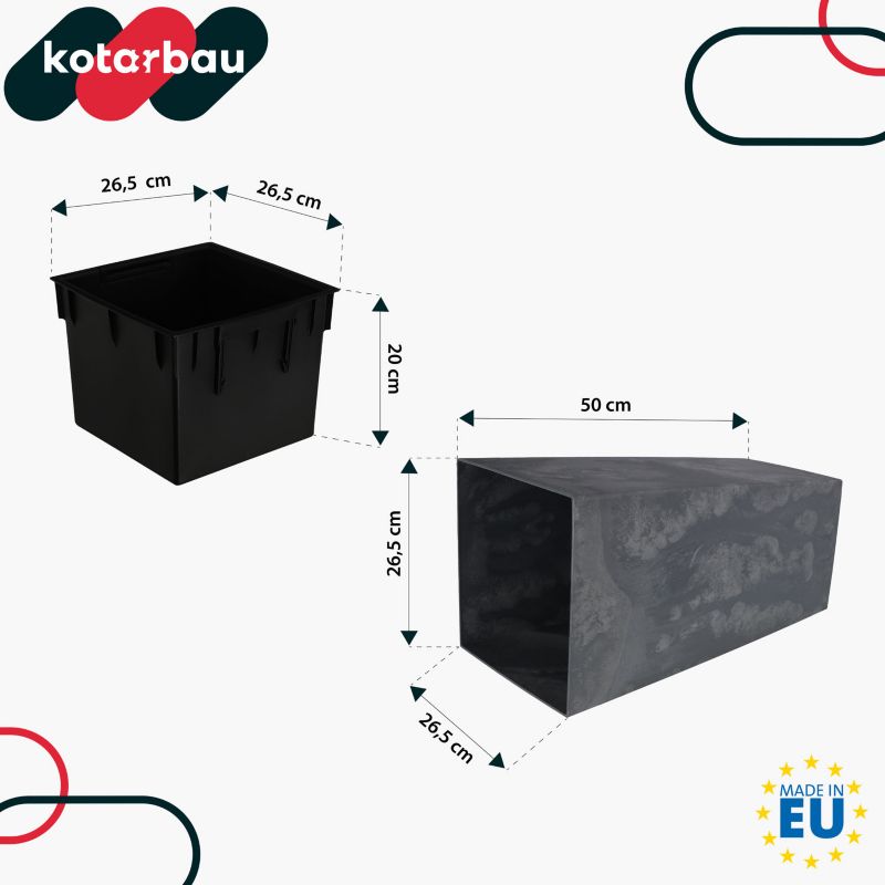Doniczka z wkładem KOTARBAU 265x265x500 mm struktura betonu 1 szt.