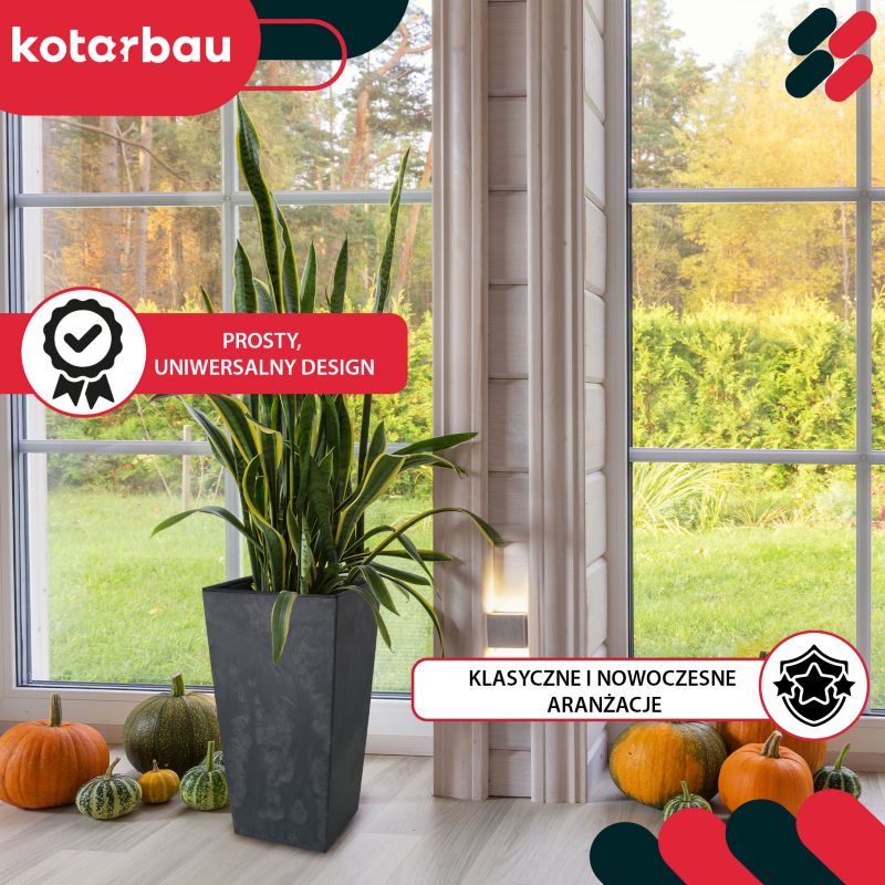 Doniczka z wkładem KOTARBAU 290x290x545 mm struktura betonu 1 szt.