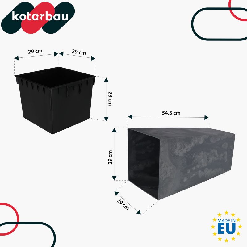 Doniczka z wkładem KOTARBAU 290x290x545 mm struktura betonu 1 szt.