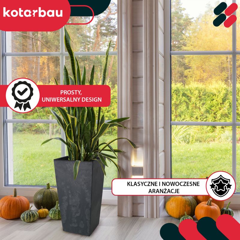 Doniczka z wkładem KOTARBAU 400x400x750 mm struktura betonu 1 szt.