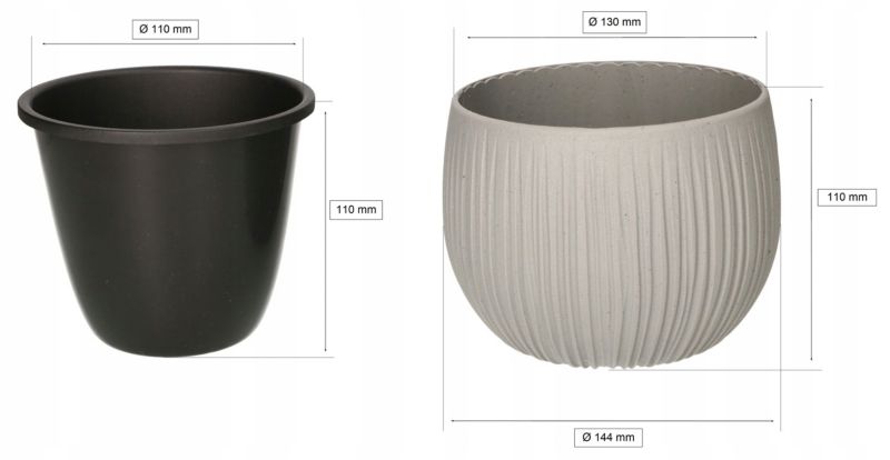 Doniczka z wkładem KOTARBAU KOTARBAU 145x110 mm imitacja betonu 1 szt.