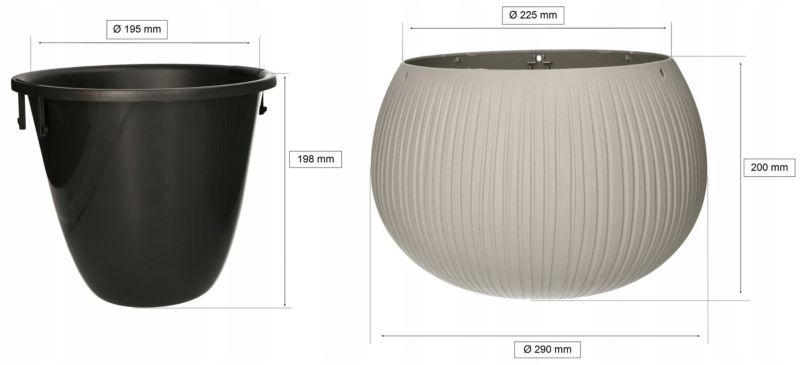 Doniczka z wkładem KOTARBAU KOTARBAU 290x200 mm imitacja betonu 1 szt.