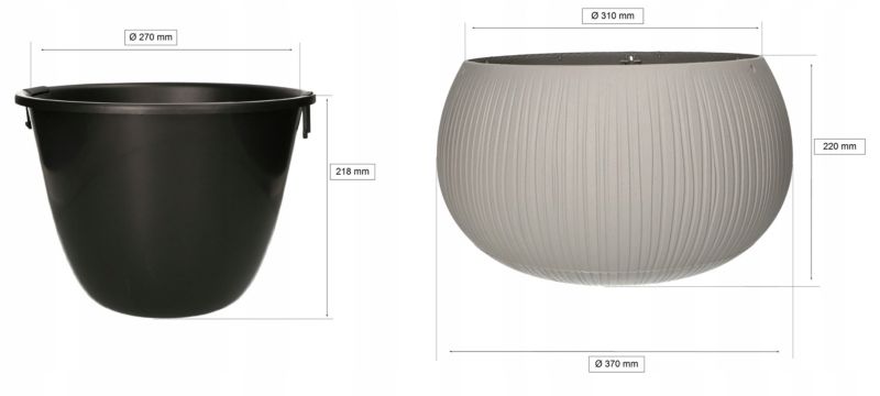 Doniczka z wkładem KOTARBAU KOTARBAU 370x220 mm imitacja betonu 1 szt.