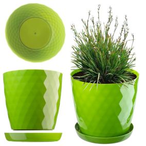 DoniczkaKADAX  Plastikowa Z Podstawką Donica Osłonka Na Kwiaty 14cm Zielona 1 szt.