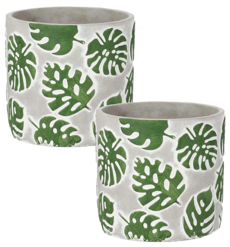 Doniczki betonowe KOTARBAU wzór liście 14 cm 2 szt.