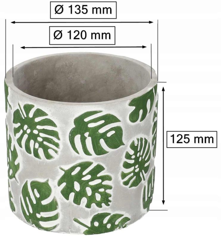 Doniczki betonowe KOTARBAU wzór liście 14 cm 2 szt.