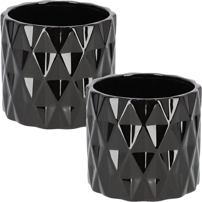 Doniczki ceramiczne KOTARBAU cylinder czarne 12 cm 2 szt.
