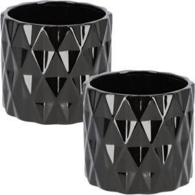 Doniczki ceramiczne KOTARBAU cylinder czarne 12 cm 2 szt.