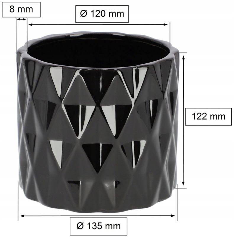 Doniczki ceramiczne KOTARBAU cylinder czarne 12 cm 2 szt.