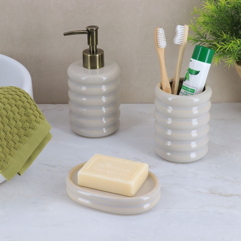 Dozownik łazienkowy Olive TENDANCE beżowy z kamionki 400 ml 1 szt.
