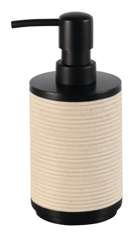 Dozownik do mydła Kleine Wolke Runa czarny/beżowy 350 ml, gumowany poliresin 1 szt.