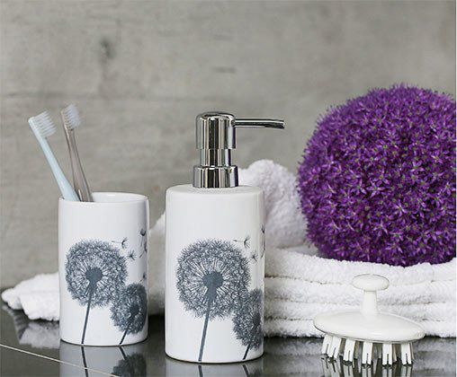 Dozownik do mydła Wenko Astera biały ceramiczny 360 ml motyw dmuchawców 1 szt.