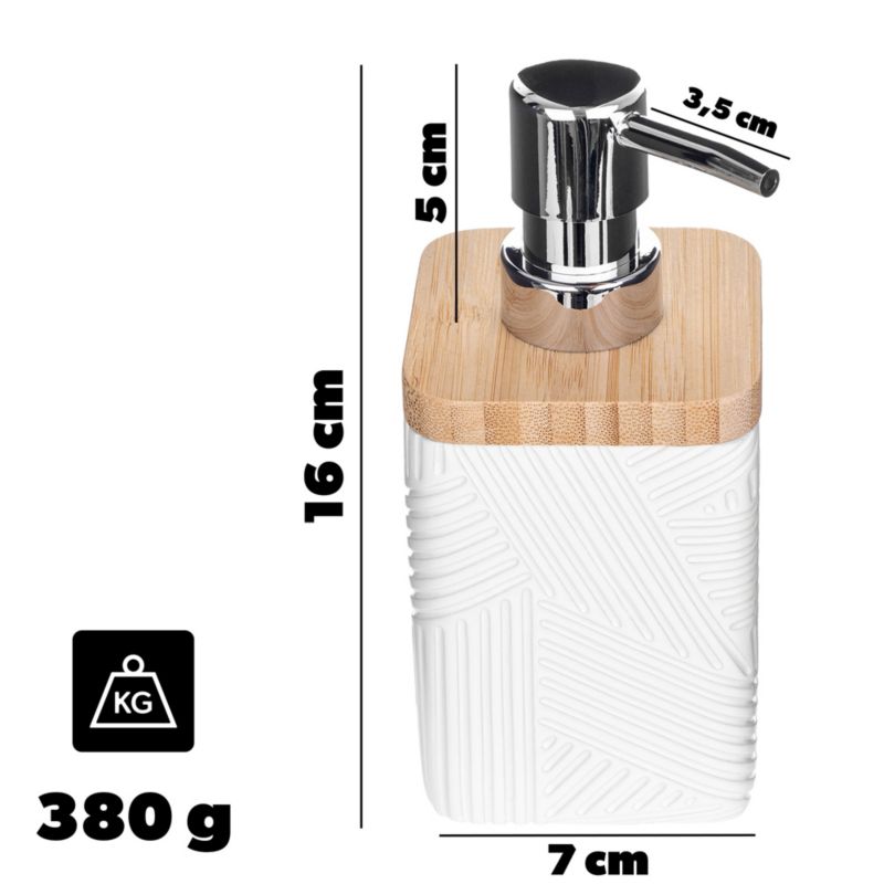 Dozownik mydła KADAX W Płynie Na mydło 300ml Biały Pojemnik Łazienkowy Pompka 1 szt.