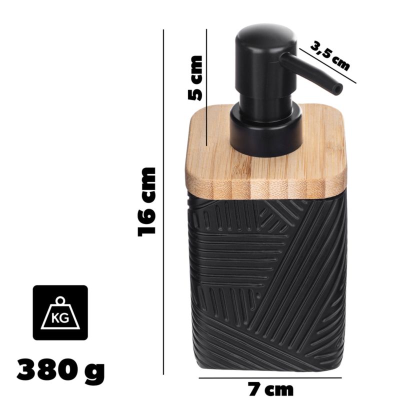 Dozownik mydła KADAX W Płynie Na mydło 300ml Czarny Pojemnik Łazienkowy Pompka 1 szt.