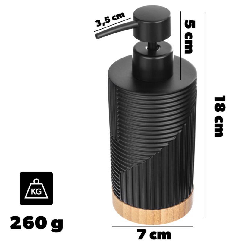 Dozownik mydła KADAX W Płynie Na mydło 320ml Czarny Pojemnik Łazienkowy Pompka 1 szt.