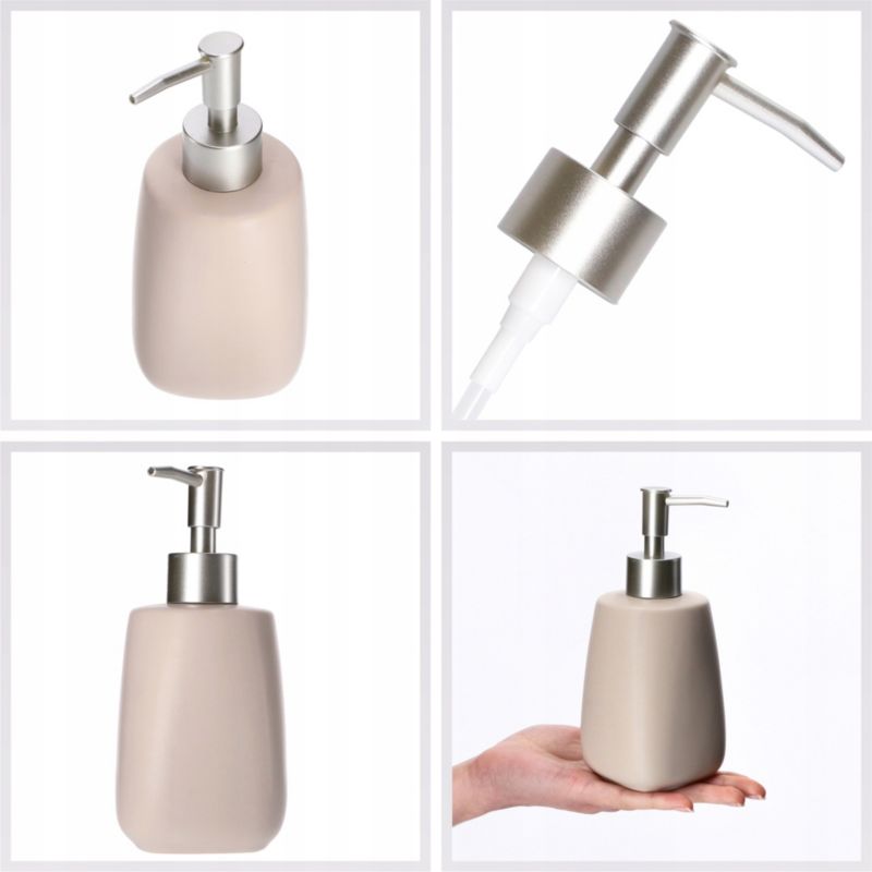 Dozownik mydła KADAX W Płynie Płynu Na mydło 400ml Pojemnik Ceramiczny Beżowy 1 szt.