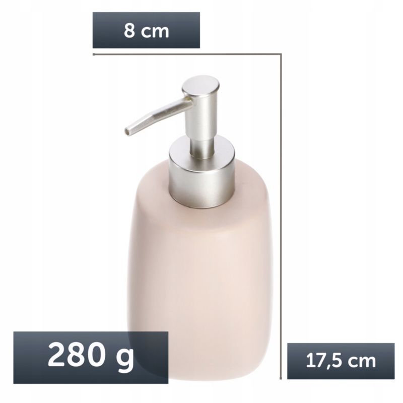 Dozownik mydła KADAX W Płynie Płynu Na mydło 400ml Pojemnik Ceramiczny Beżowy 1 szt.