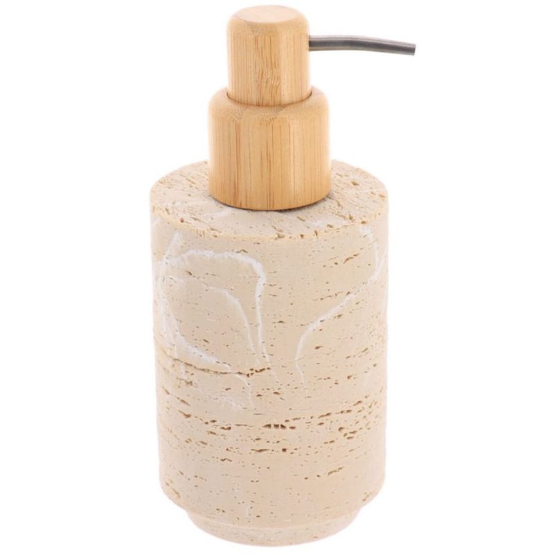 Dozownik na mydło Arva TENDANCE trawertyn 400 ml bambusowa pompka 17,5x8x8 cm 1 szt.