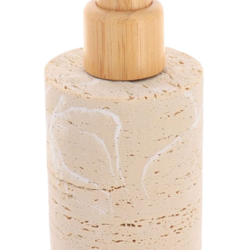 Dozownik na mydło Arva TENDANCE trawertyn 400 ml bambusowa pompka 17,5x8x8 cm 1 szt.