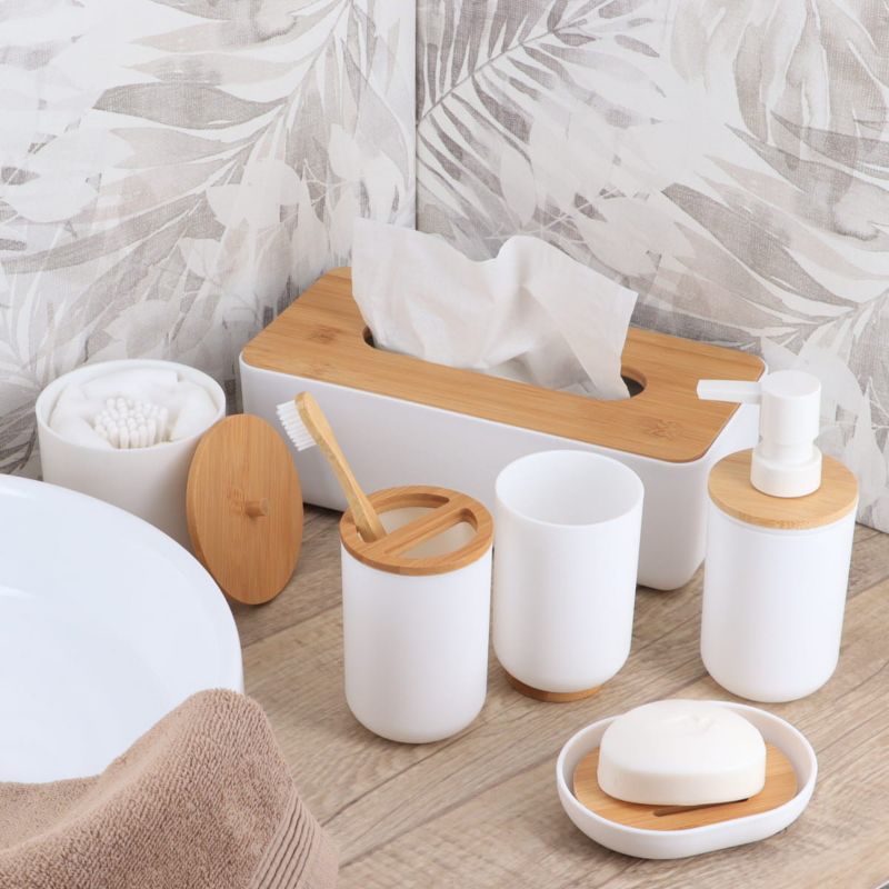 Dozownik na mydło Besson White TENDANCE biały z bambusowy 300 ml 1 szt.
