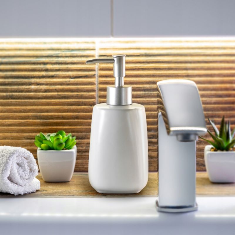 Dozownik Na mydło KADAX Ceramiczny W Płynie Żelu 400 ml Biały 1 szt.