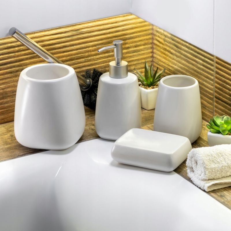Dozownik Na mydło KADAX Ceramiczny W Płynie Żelu 400 ml Biały 1 szt.