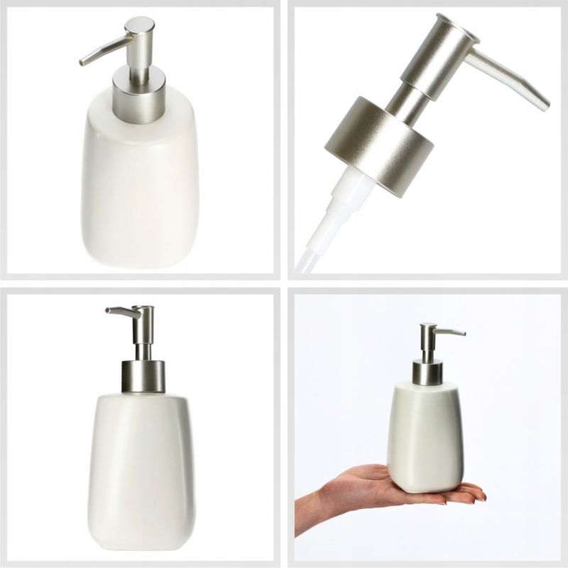 Dozownik Na mydło KADAX Ceramiczny W Płynie Żelu 400 ml Biały 1 szt.