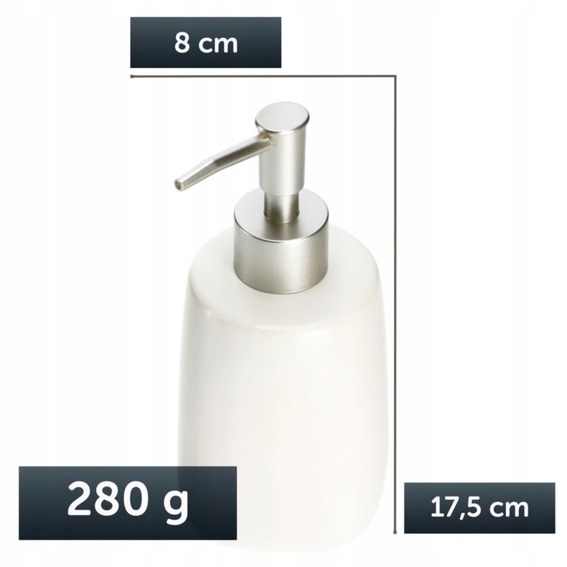Dozownik Na mydło KADAX Ceramiczny W Płynie Żelu 400 ml Biały 1 szt.
