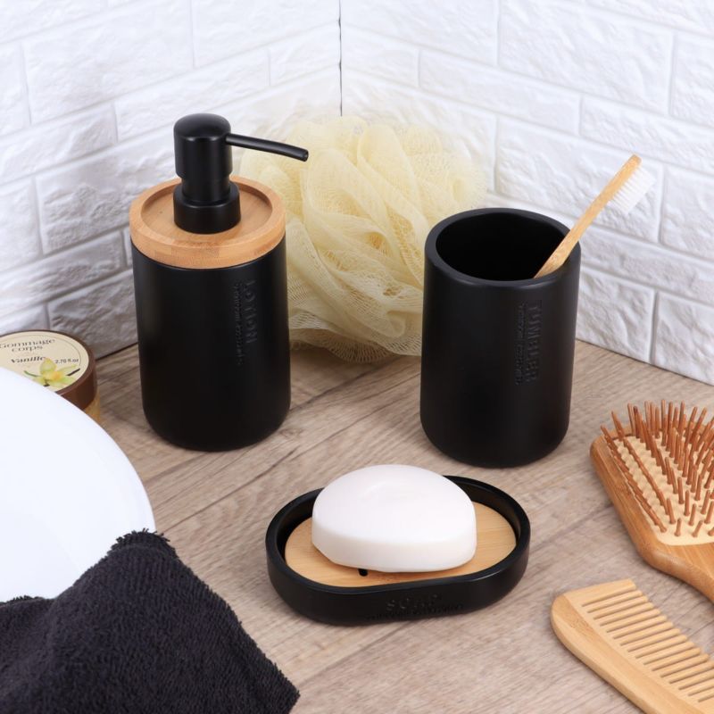 Dozownik na mydło Loudis Black TENDANCE czarny bambusowy 280 ml 1 szt.