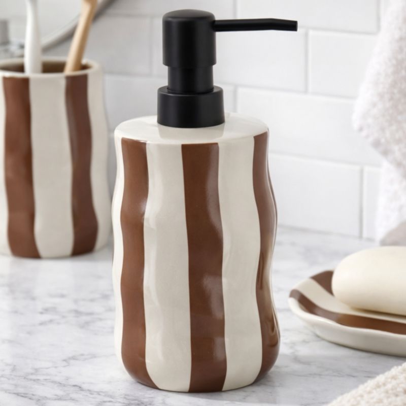 Dozownik na mydło Nola Tendance pasy mocha brąz 350 ml 1 szt.
