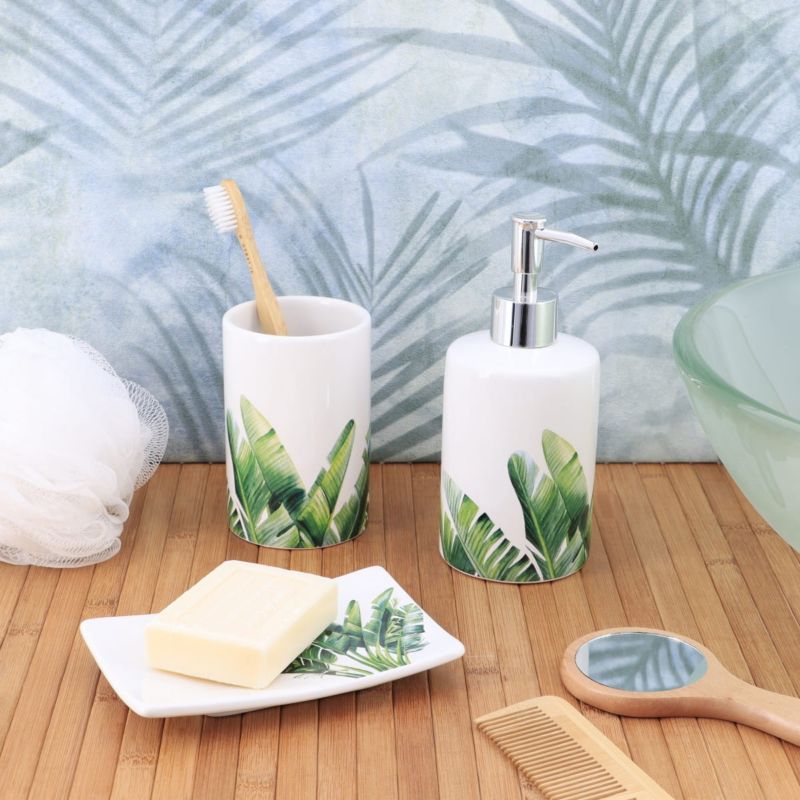 Dozownik na mydło Oasis TENDANCE biały z liśćmi 320 ml 1 szt.