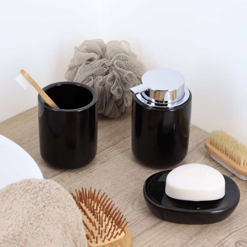 Dozownik na mydło Olivon Black TENDANCE czarny z dolomitu 235 ml 1 szt.