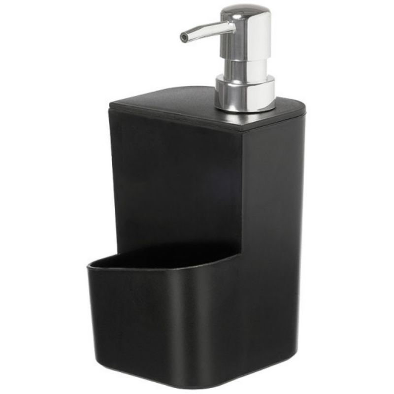 Dozownik na płyn Kinvara z pojemnikiem na gąbkę czarny 9,5x9,5x20,5 cm 1 szt.