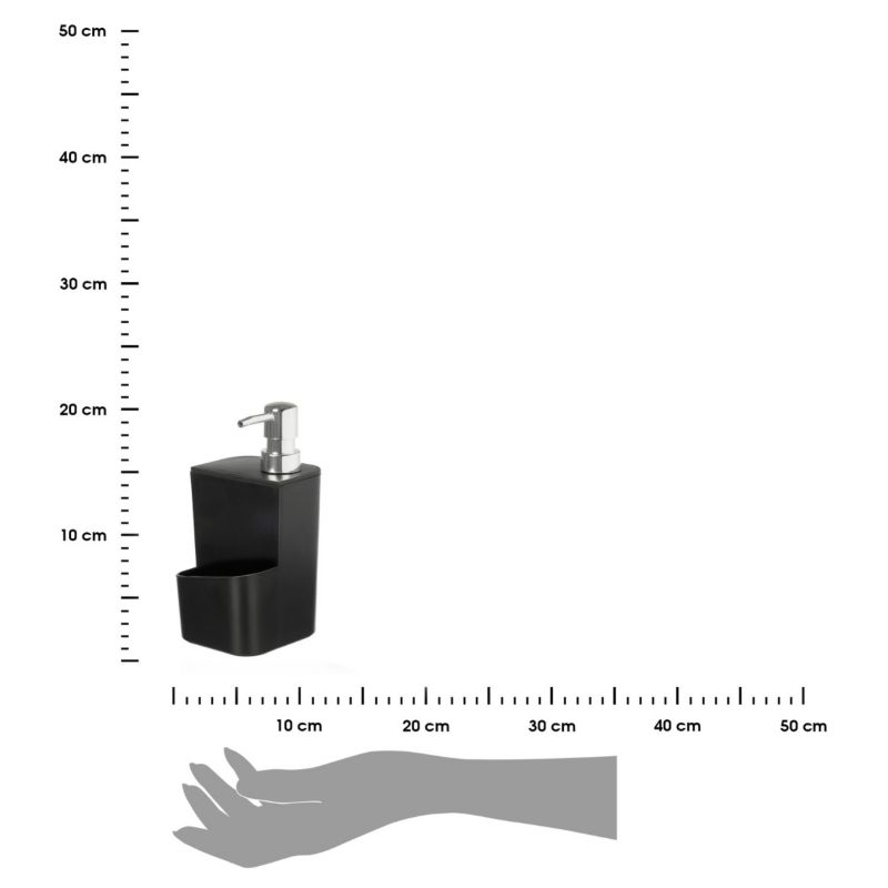 Dozownik na płyn Kinvara z pojemnikiem na gąbkę czarny 9,5x9,5x20,5 cm 1 szt.