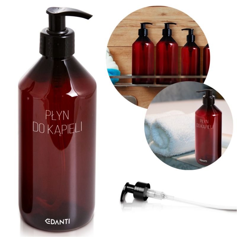 Dozownik Z Pompką EDANTI Butelka Na Płyn Do Kąpieli 500 ml Wielokrotnego Użytku Wielorazowa 1 szt.