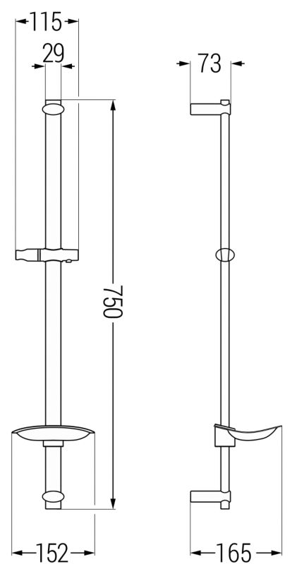 Drażek prysznicowy Mexen DB chrom 75 cm 1 szt.