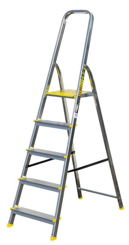 Drabina aluminiowa 5-stopniowa 150kg Bayersystem BS-DA5 profesjonalna 1 szt.