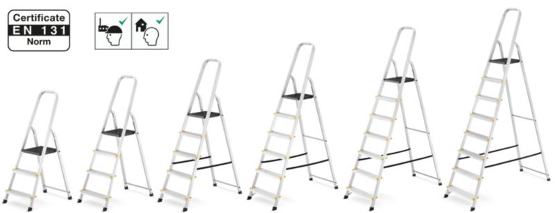 Drabina aluminiowa domowa jednostronna profesjonalna HIGHER 5 stopni 150 kg PRO EN-131 1 szt