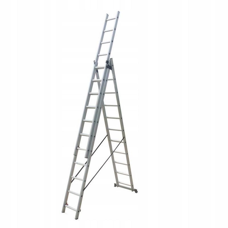Drabina Aluminiowa Hardmaister 3x11 stopni Wielofunkcyjna Uniwersalna wys. Robocza 8,2m 1 szt
