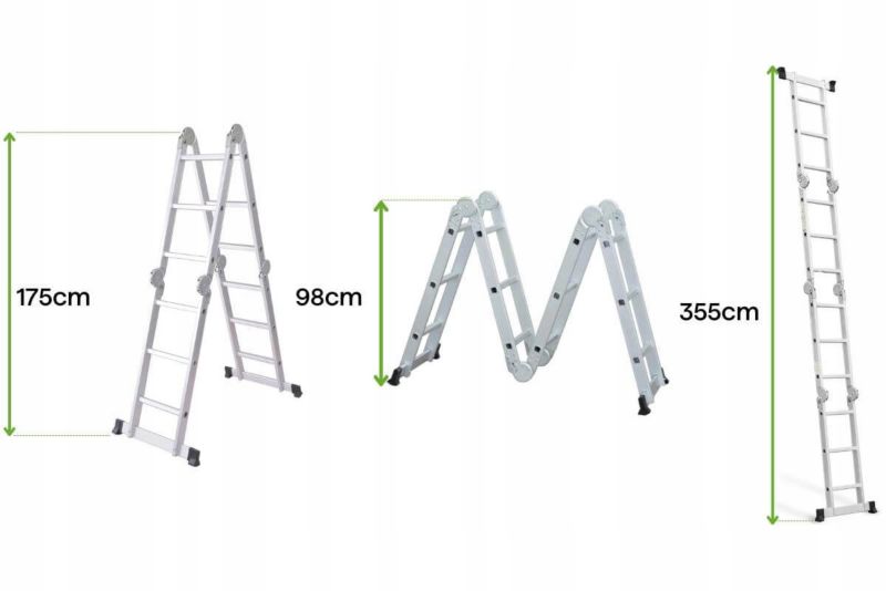 Drabina Aluminiowa Hardmaister 4x3 Domowa Składana Wielofunkcyjna z podestem 355cm 1 szt