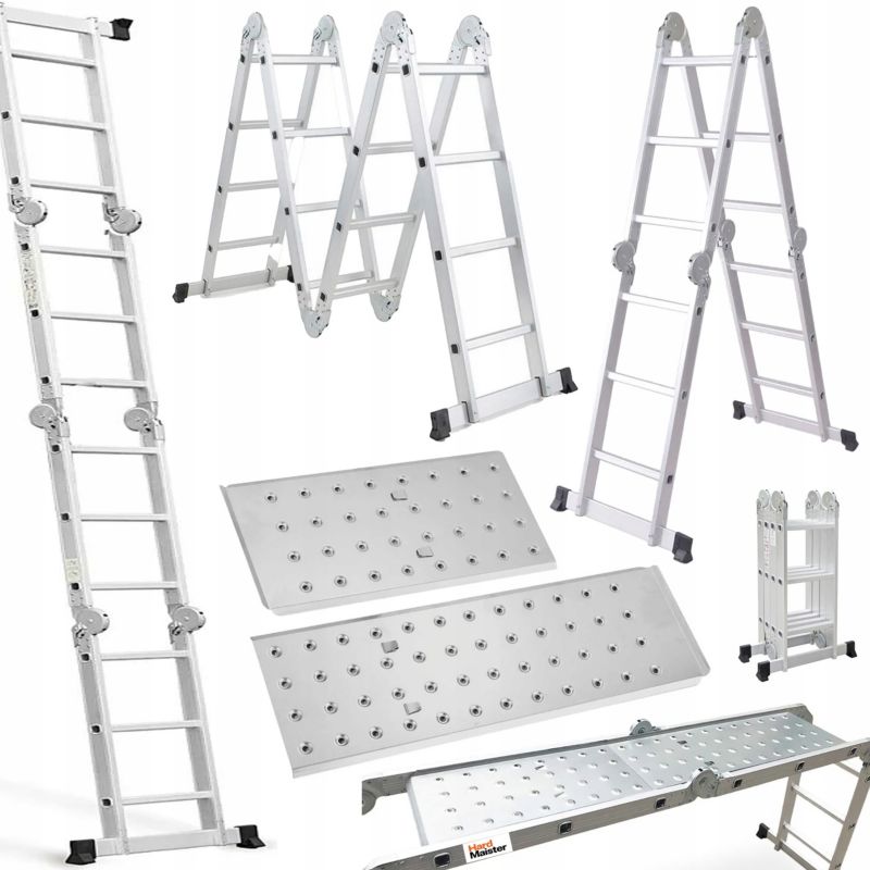 Drabina Aluminiowa Hardmaister  4x4 Składana Wielofunkcyjna Przegubowa z PODESTEM 465cm 1 szt