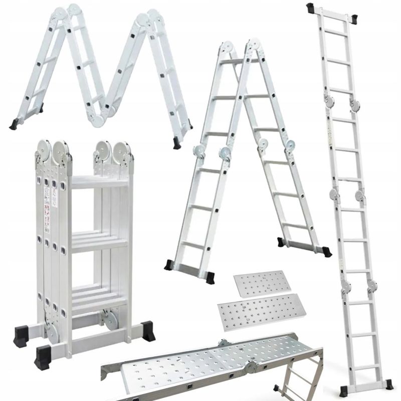 Drabina Aluminiowa Hardmaister  4x4 Składana Wielofunkcyjna Przegubowa z PODESTEM 465cm 1 szt